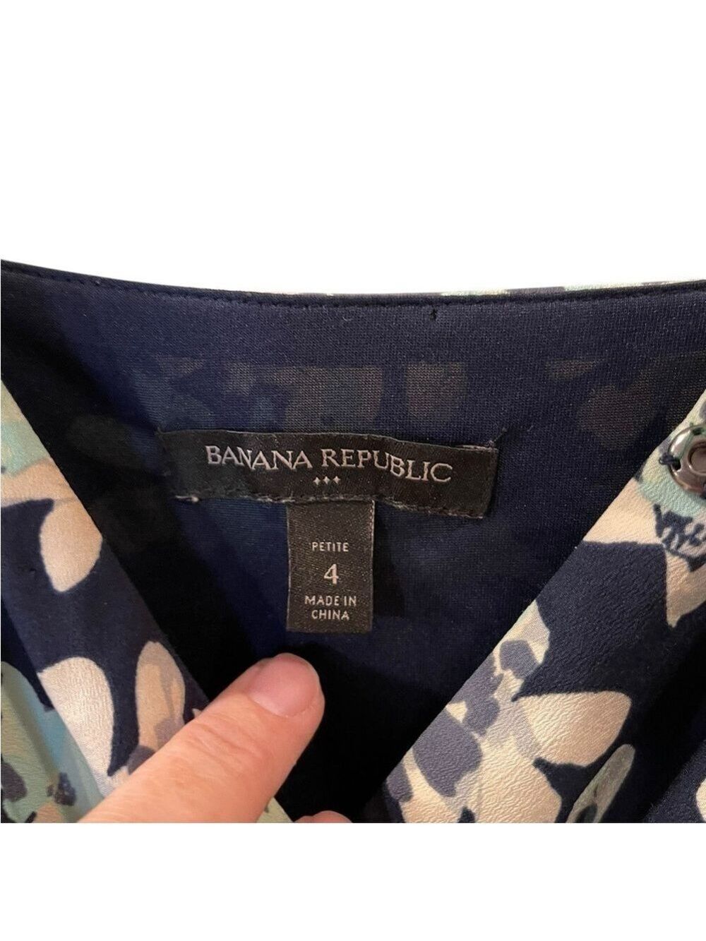 Banana Republic Faux Wrap Maxi Dress Floral Print Navy & Mint Size: 4 Petite - Picture 7 of 12